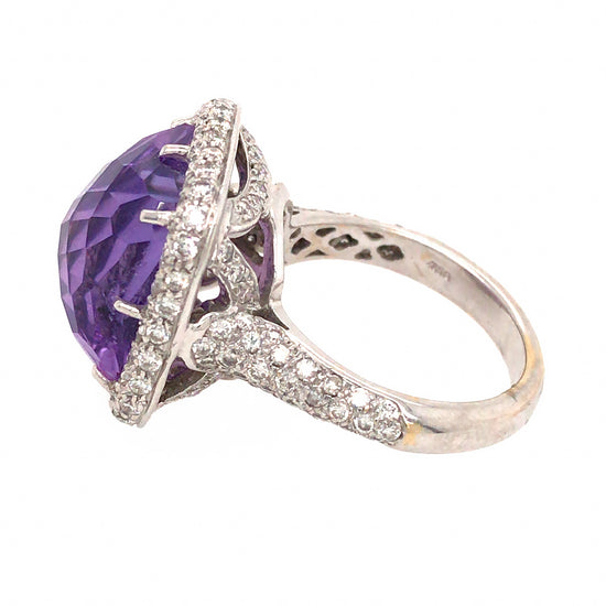 Load image into Gallery viewer, 18k White Gold Amethyst and Diamond Ring
