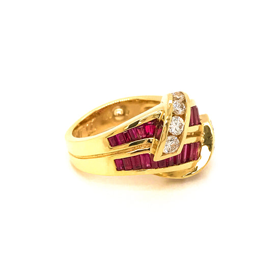 Charles Krypell 18 kt Yellow Gold Ruby and Diamond Ring