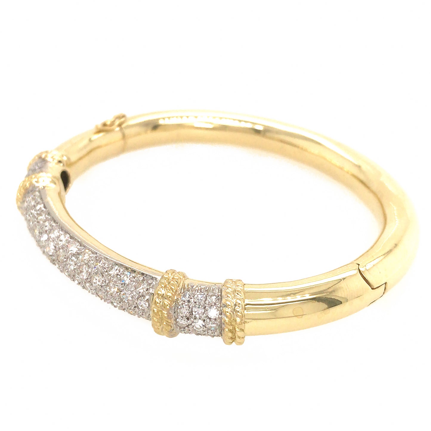 Load image into Gallery viewer, Estate 18k Yellow Gold Diamond Bangle Bracelet
