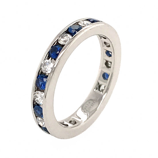 Tiffany and Co. Platinum Diamond and Sapphire Eternity Band