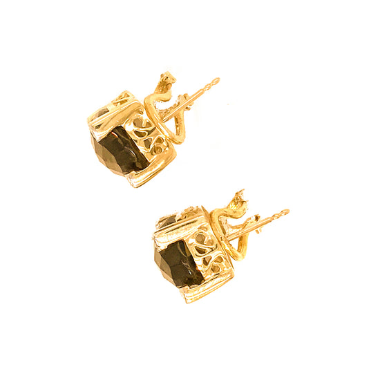 14k Gold Diamond and Topaz Earrings