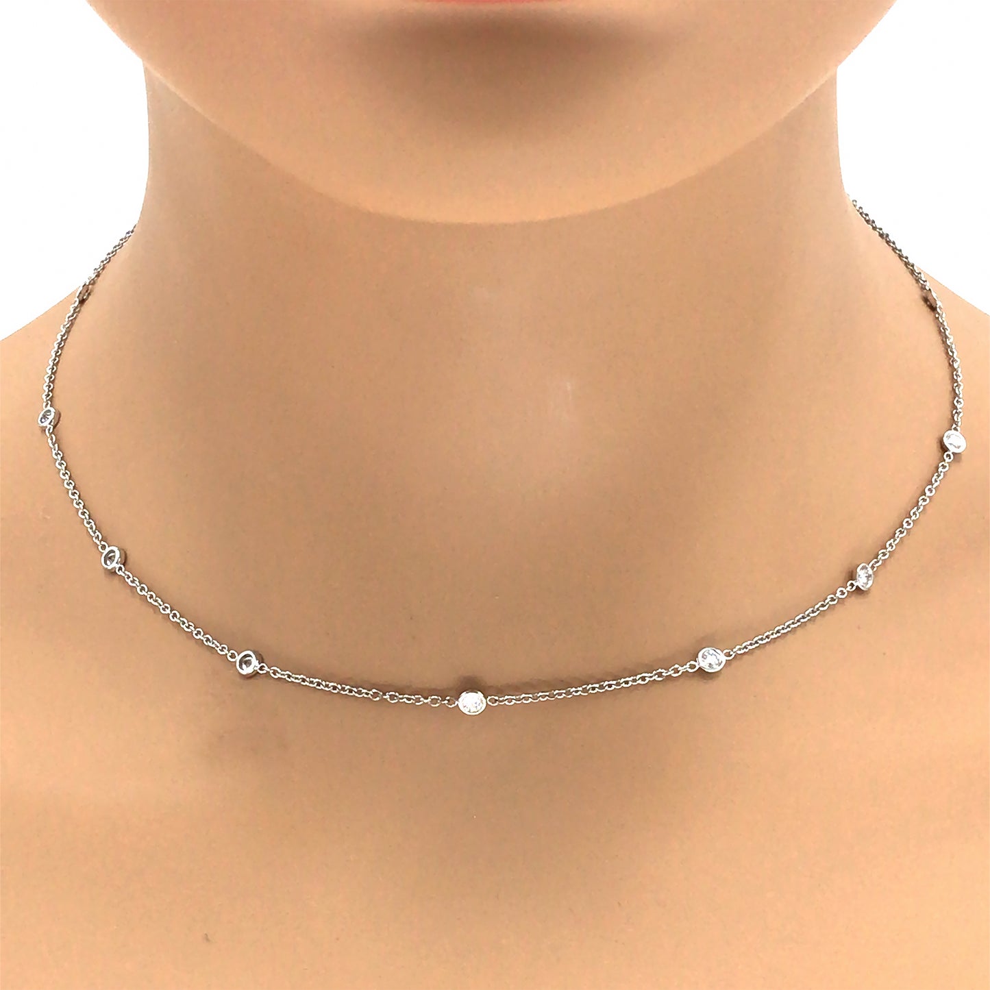 18k White Gold Diamond By The Yard Necklace