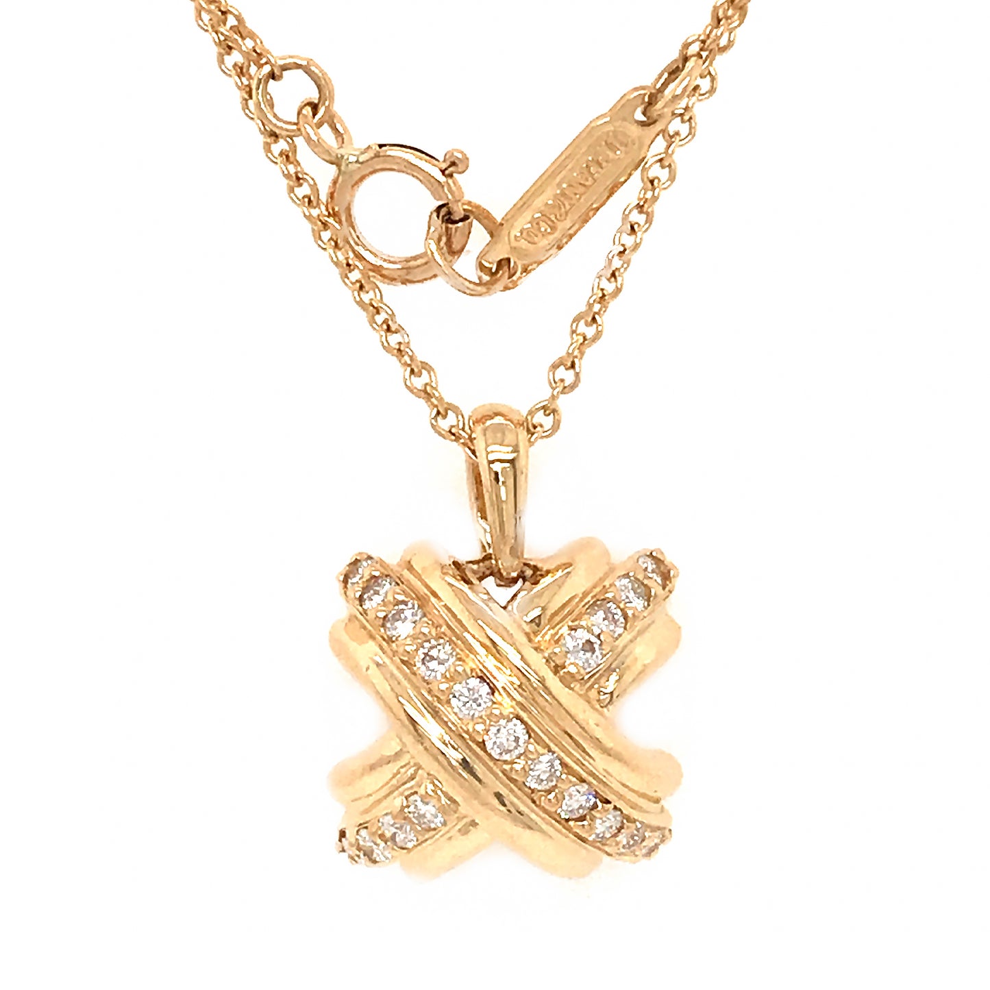 Tiffany & Co. Signature X Pendant Necklace 18K Yellow Gold with Diamonds  Yellow gold 22585519