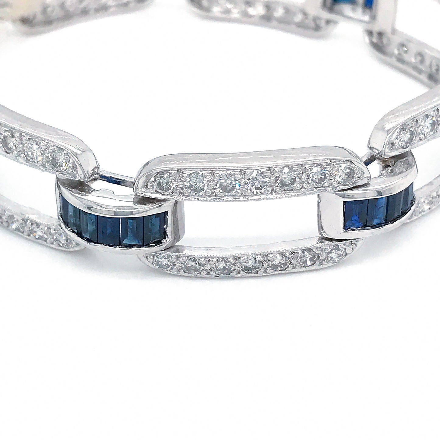 Load image into Gallery viewer, Estate Platinum Diamond and Sapphire Bracelet
