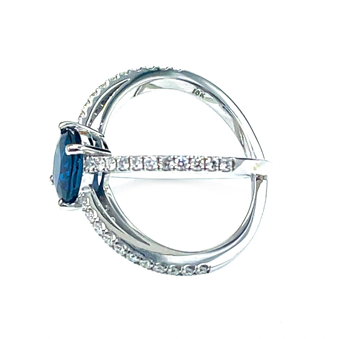 Load image into Gallery viewer, Sapphire &amp;amp; Diamond Crisscross Ring in 18k Gold
