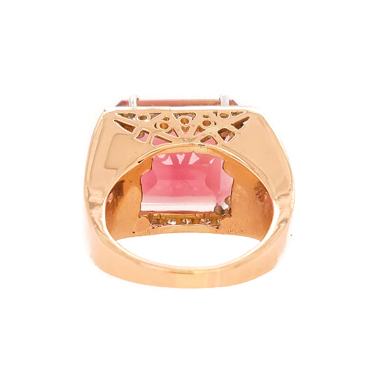 GIA Certified Pink Tourmaline and Diamond Ring