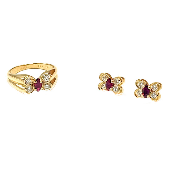 Load image into Gallery viewer, Van Cleef and Arpels Ruby and Diamond Butterfly Ring
