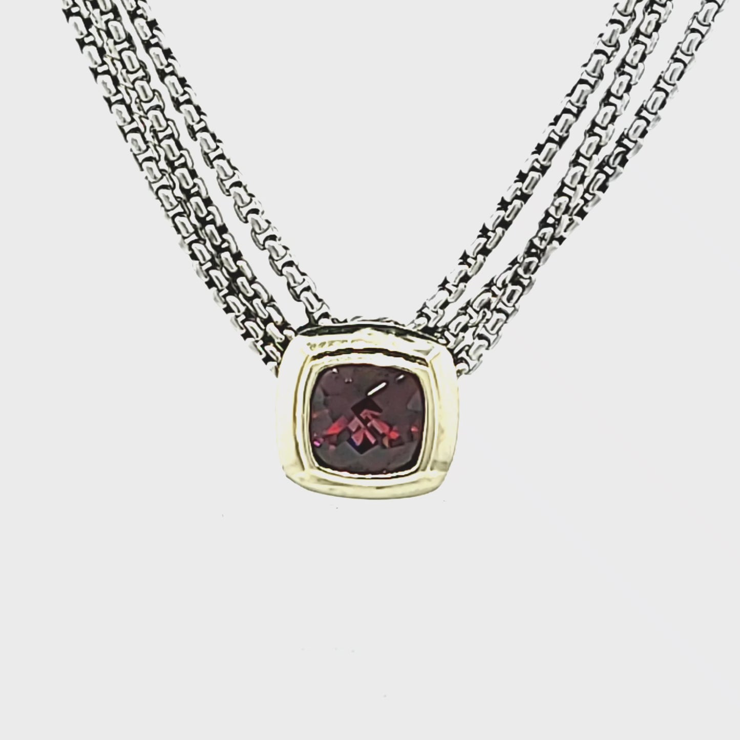 Load and play video in Gallery viewer, David Yurman 3 Cable Chains Albion Garnet Pendant Necklace
