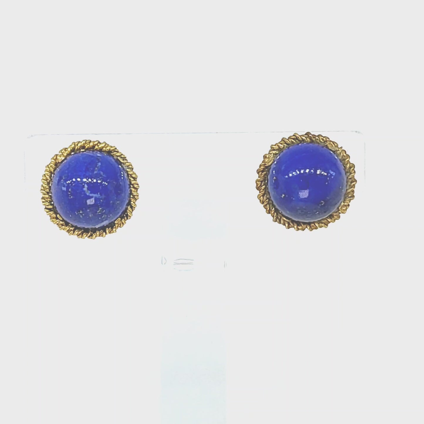 Load and play video in Gallery viewer, Tiffany &amp;amp; Co. 18kt Yellow Gold Lapis Clip on Earrings
