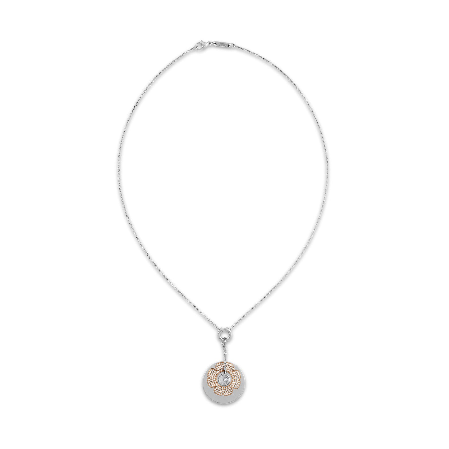 Chopard 18K White & Rose Gold Diamond Necklace Length: 16"