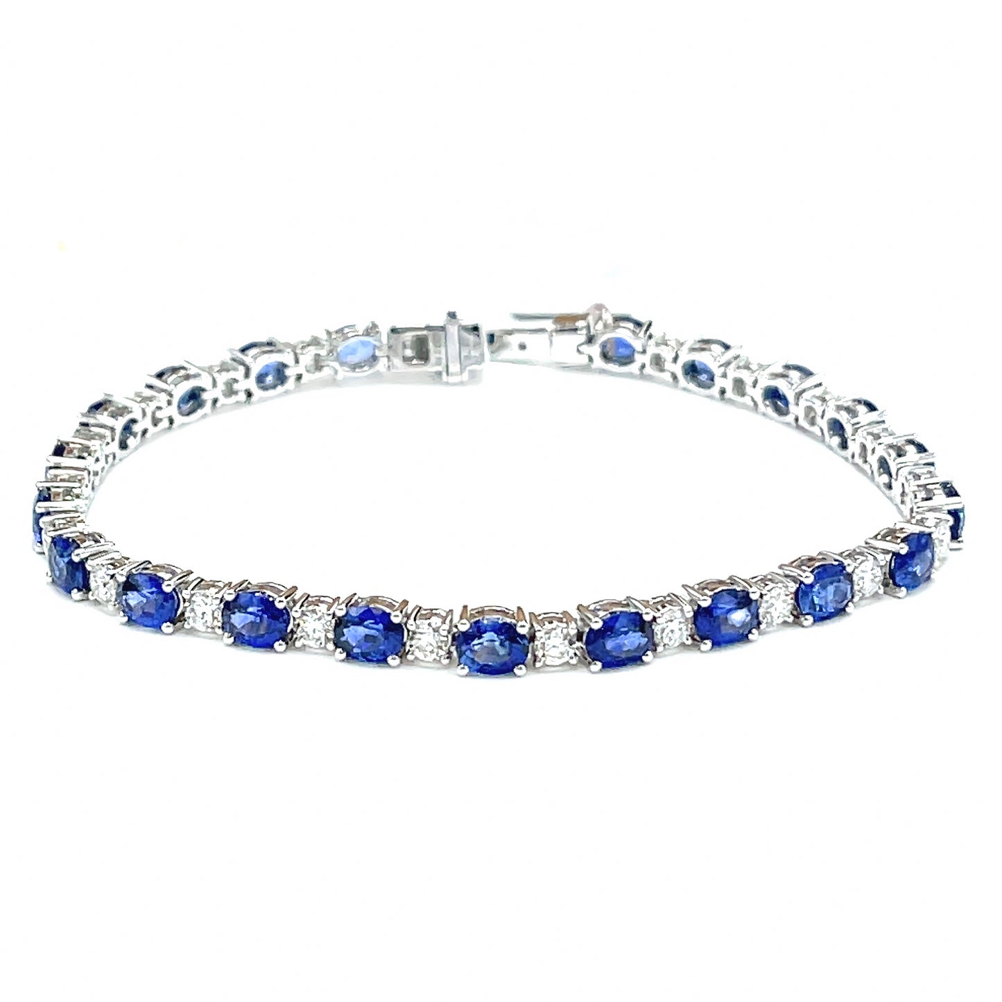 Load image into Gallery viewer, Sparkling 18k White Gold Sapphire and Diamond Tennis Bracelet
