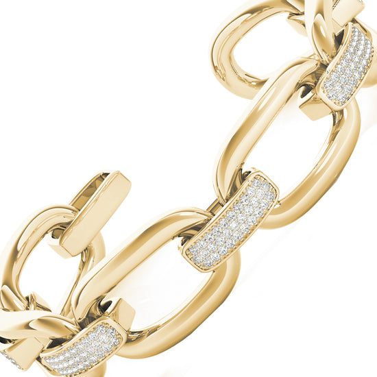 Oval & Diamond-Crusted Link Bracelet