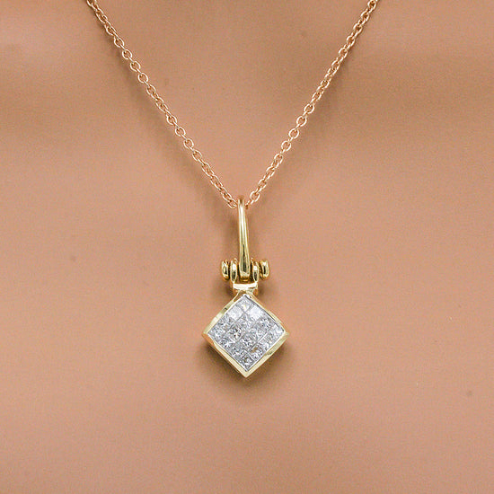 Invisible-set Princess Cut Diamond Pendant