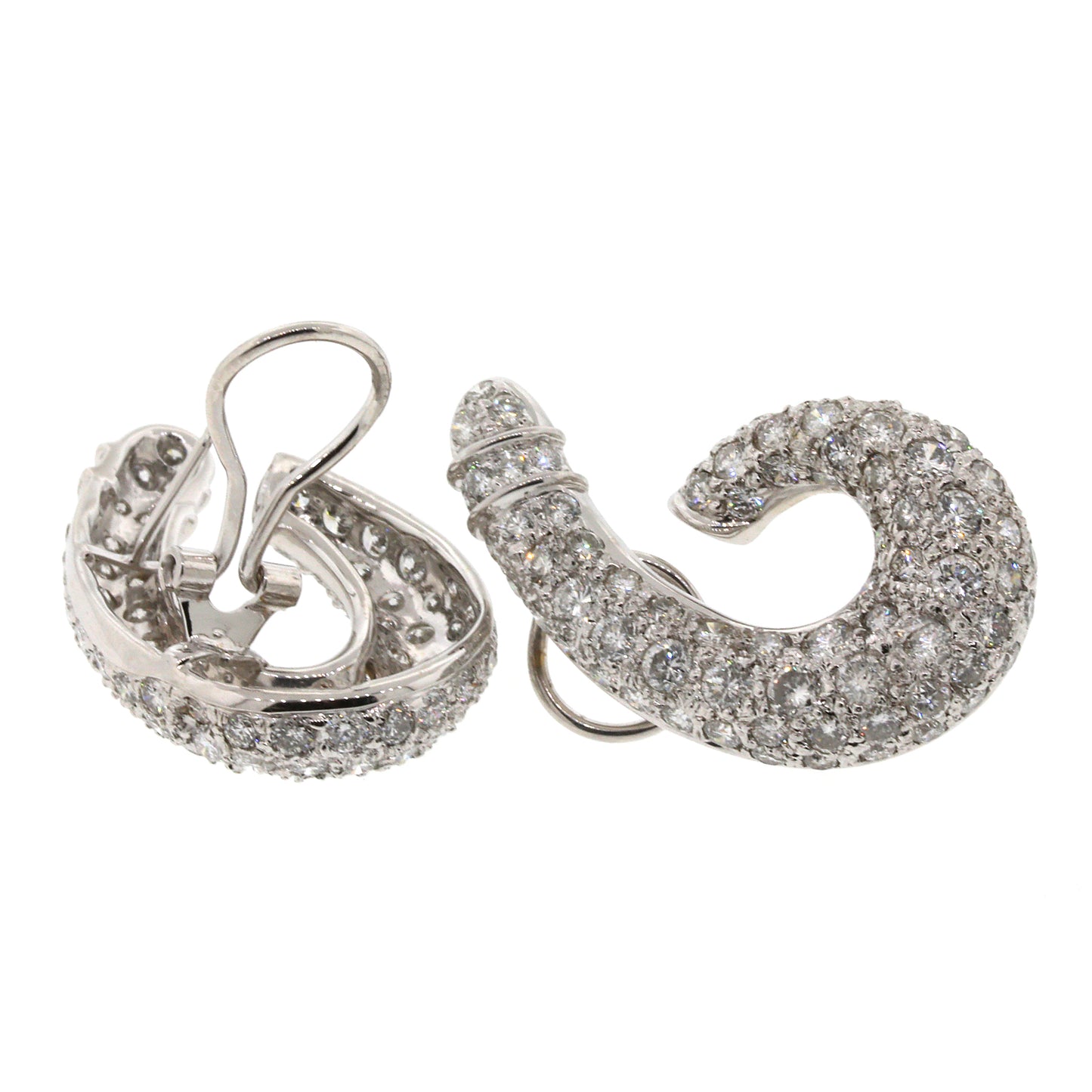 Load image into Gallery viewer, J-Shaped Pave Diamond Earrings
