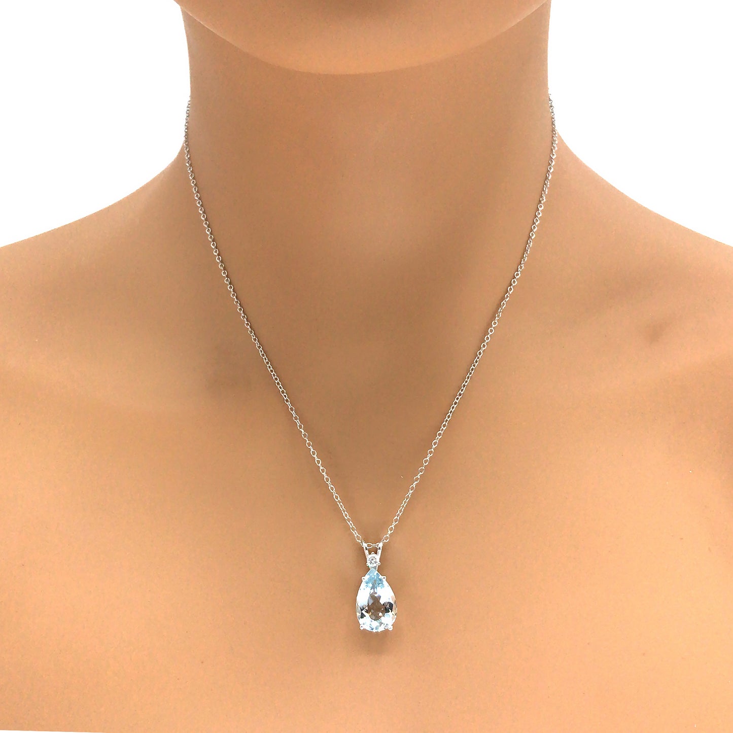 Load image into Gallery viewer, 14k White Gold Pear Shaped Aquamarine Pendant Necklace
