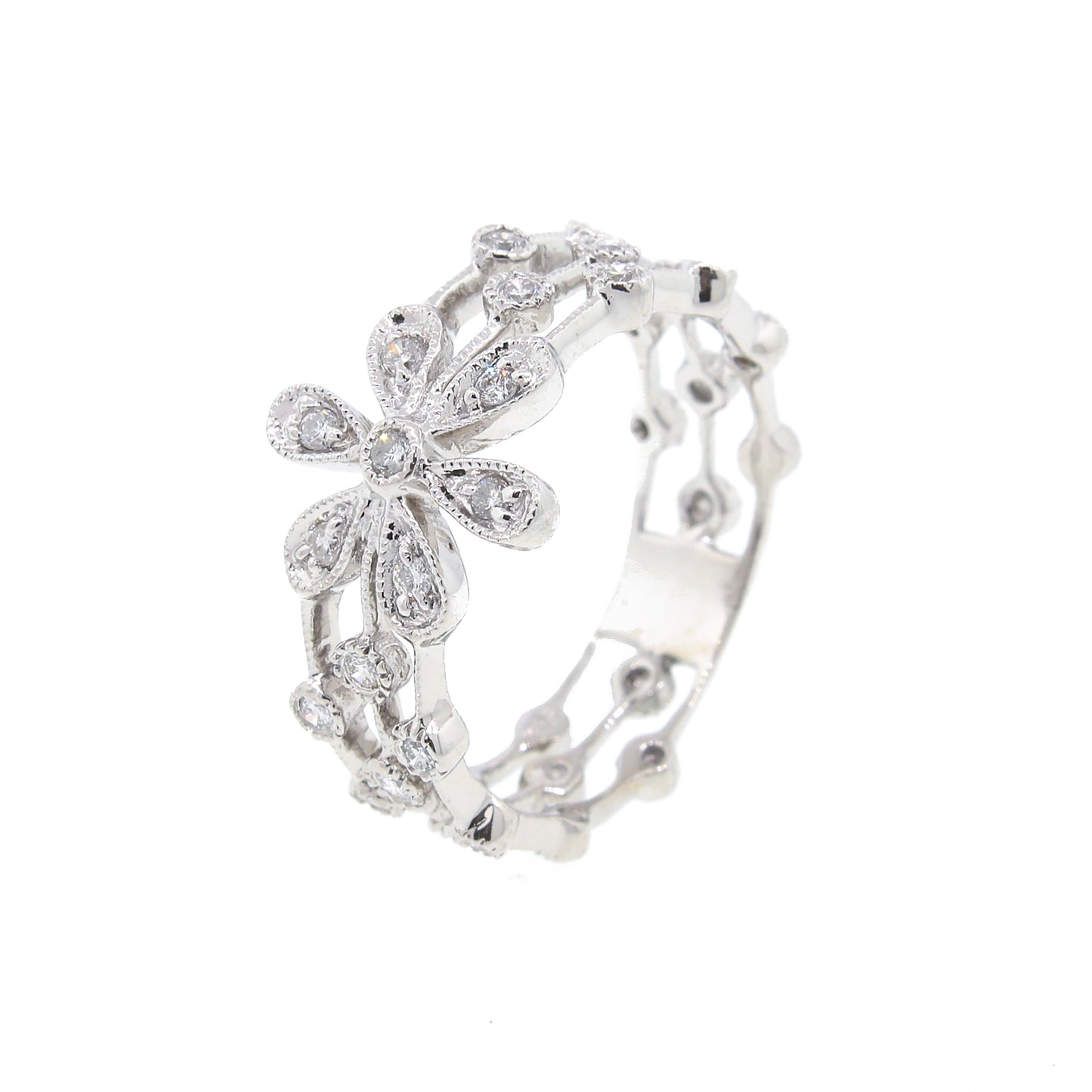 Diamond Flower Band Ring