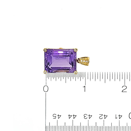Load image into Gallery viewer, Emerald Cut Amethyst and Diamond Pendant Necklace
