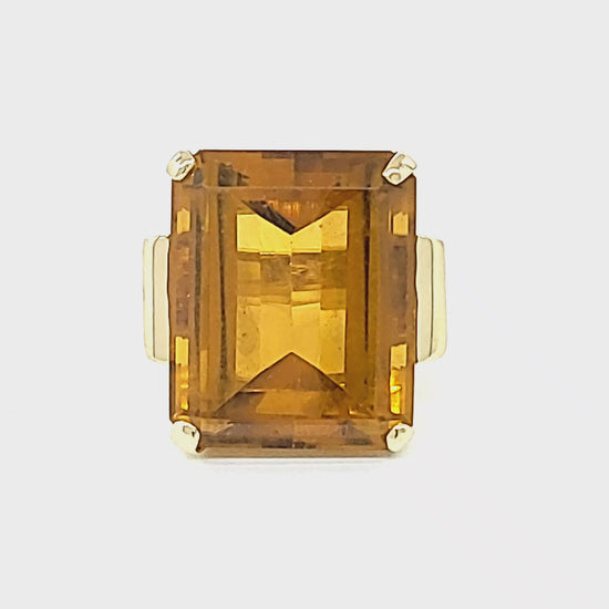 Load and play video in Gallery viewer, Emerald Cut Citrine Ring
