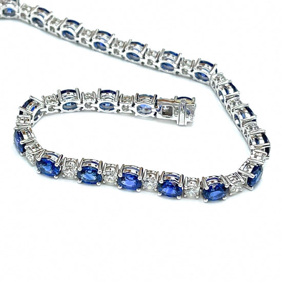 Load image into Gallery viewer, Sparkling 18k White Gold Sapphire and Diamond Tennis Bracelet
