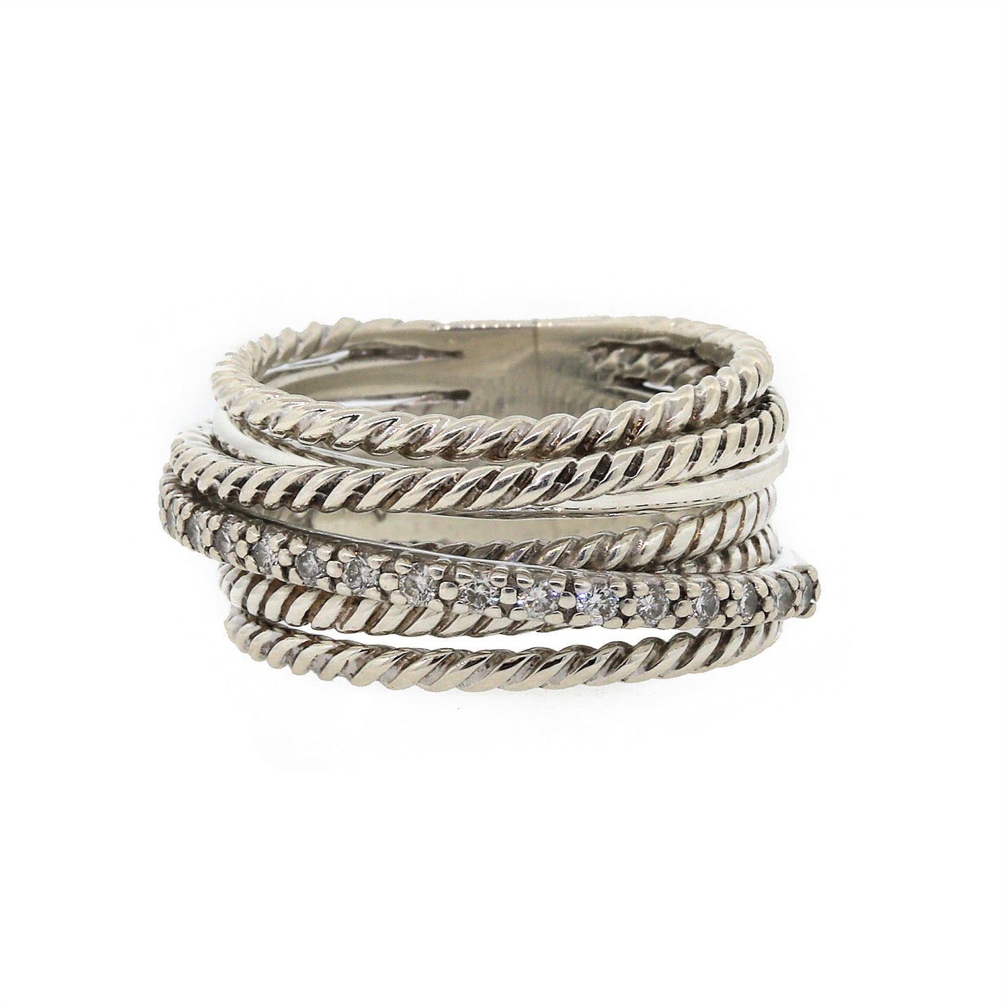 Crossover Link Bracelet in Sterling Silver with Diamonds, 3mm | David Yurman