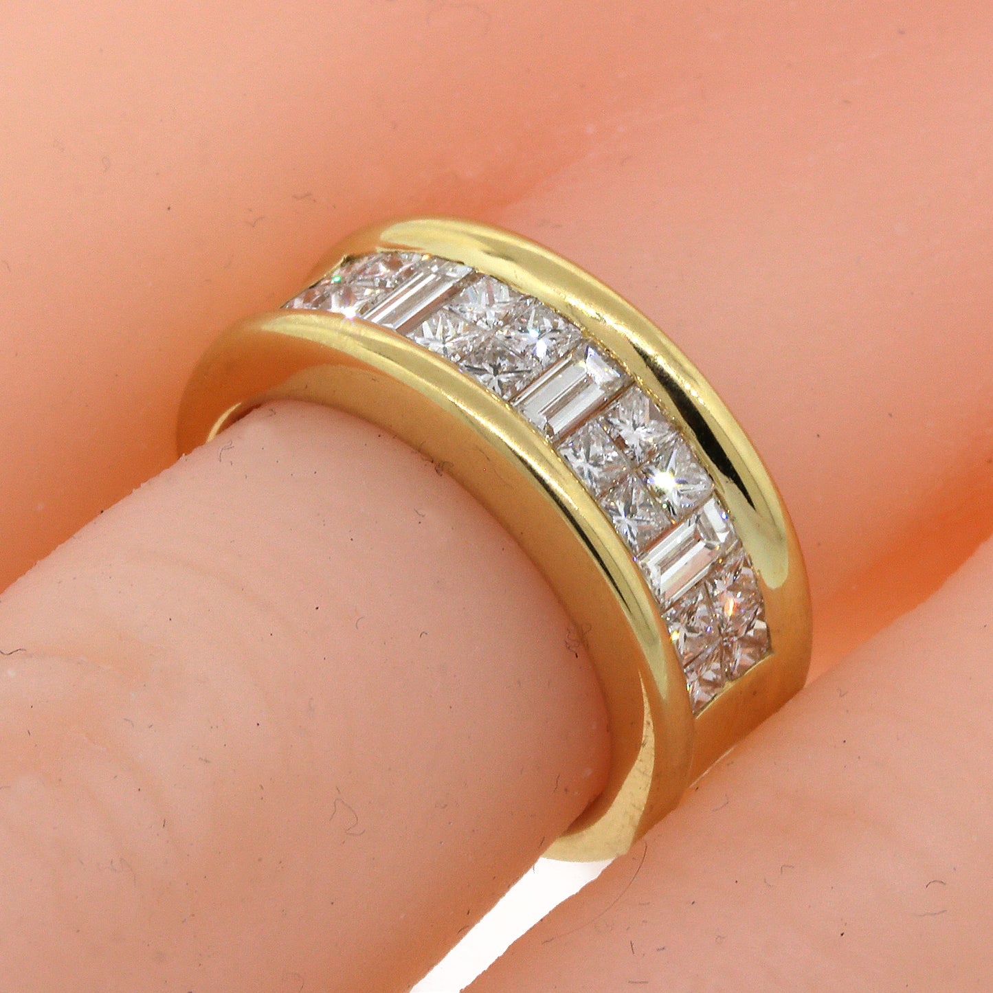 Load image into Gallery viewer, Baguette and Princess Cut Diamond Wide Band Ring
