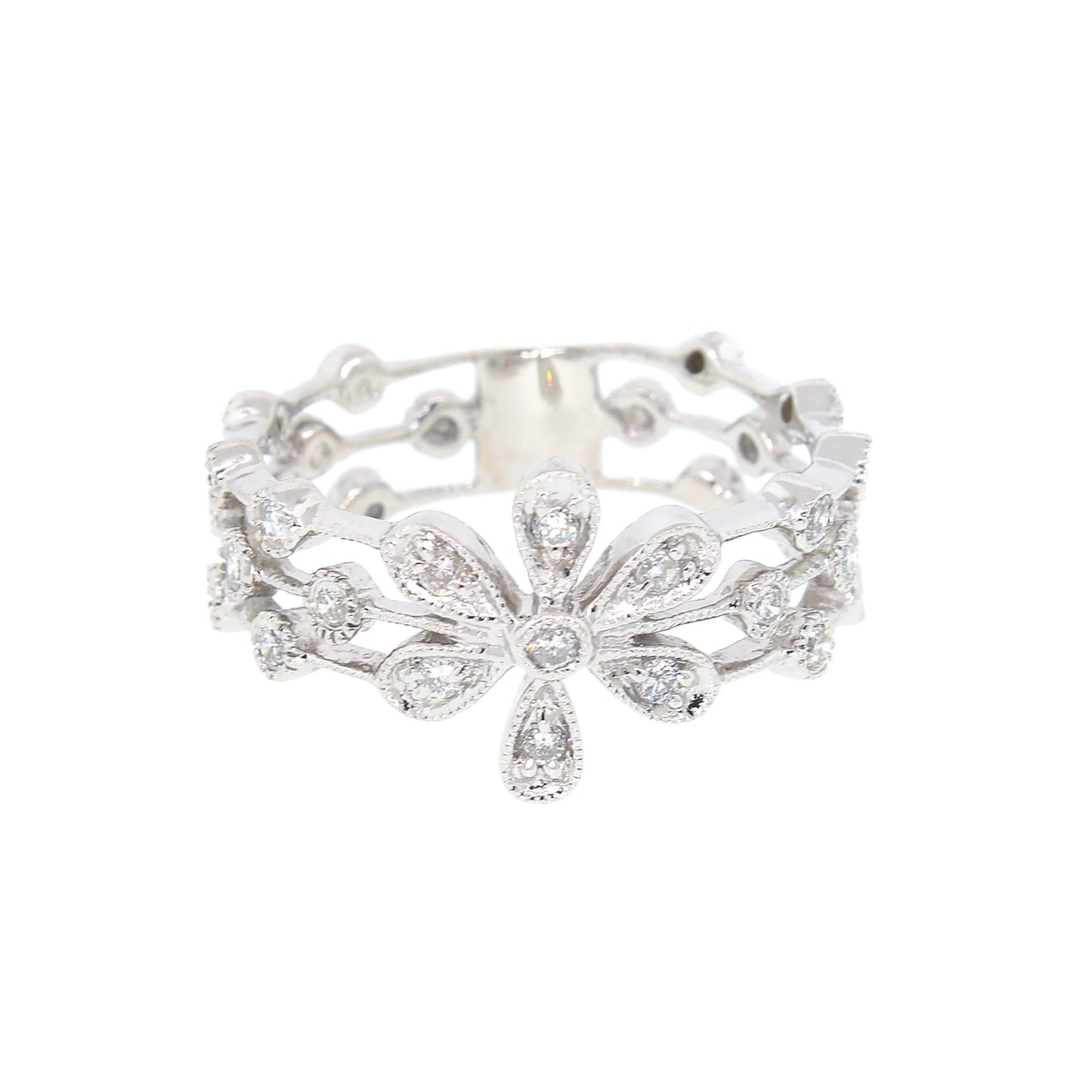 Load image into Gallery viewer, Diamond Flower Band Ring

