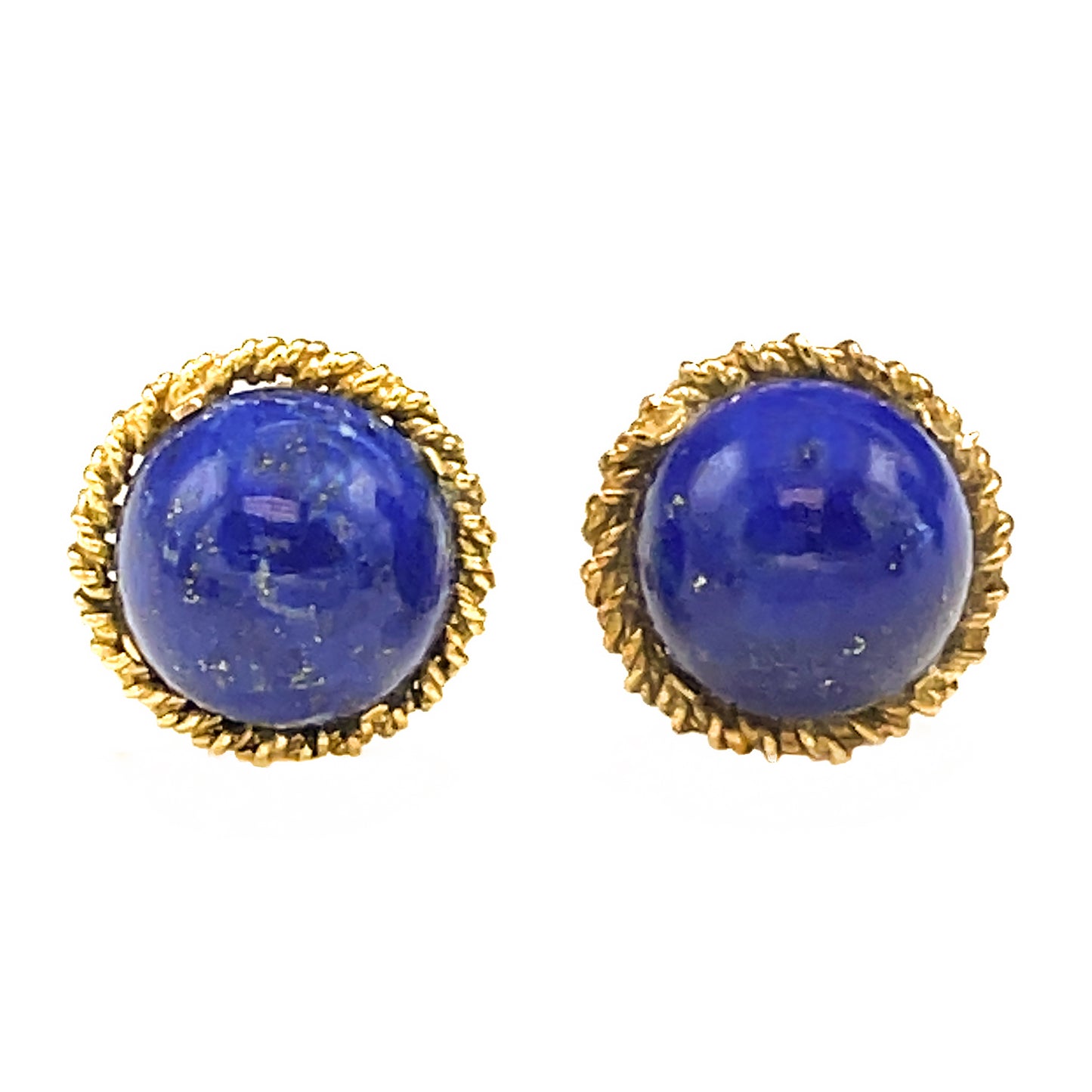 Load image into Gallery viewer, 18 kt Yellow Gold Lapis Clip on Earrings
