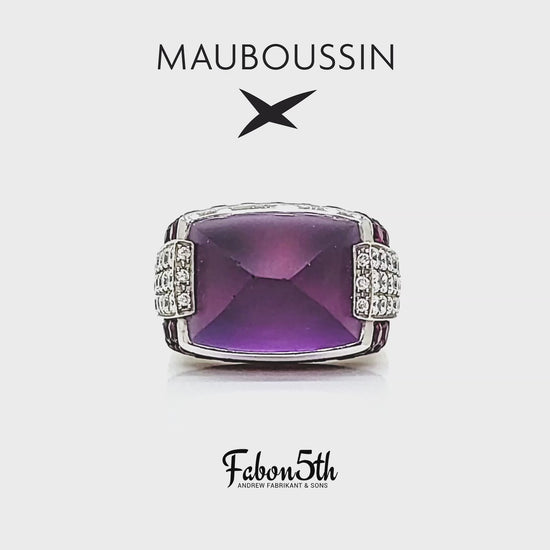 Load and play video in Gallery viewer, Mauboussin Amethyst, Ruby and Diamond Ring Size 5.75
