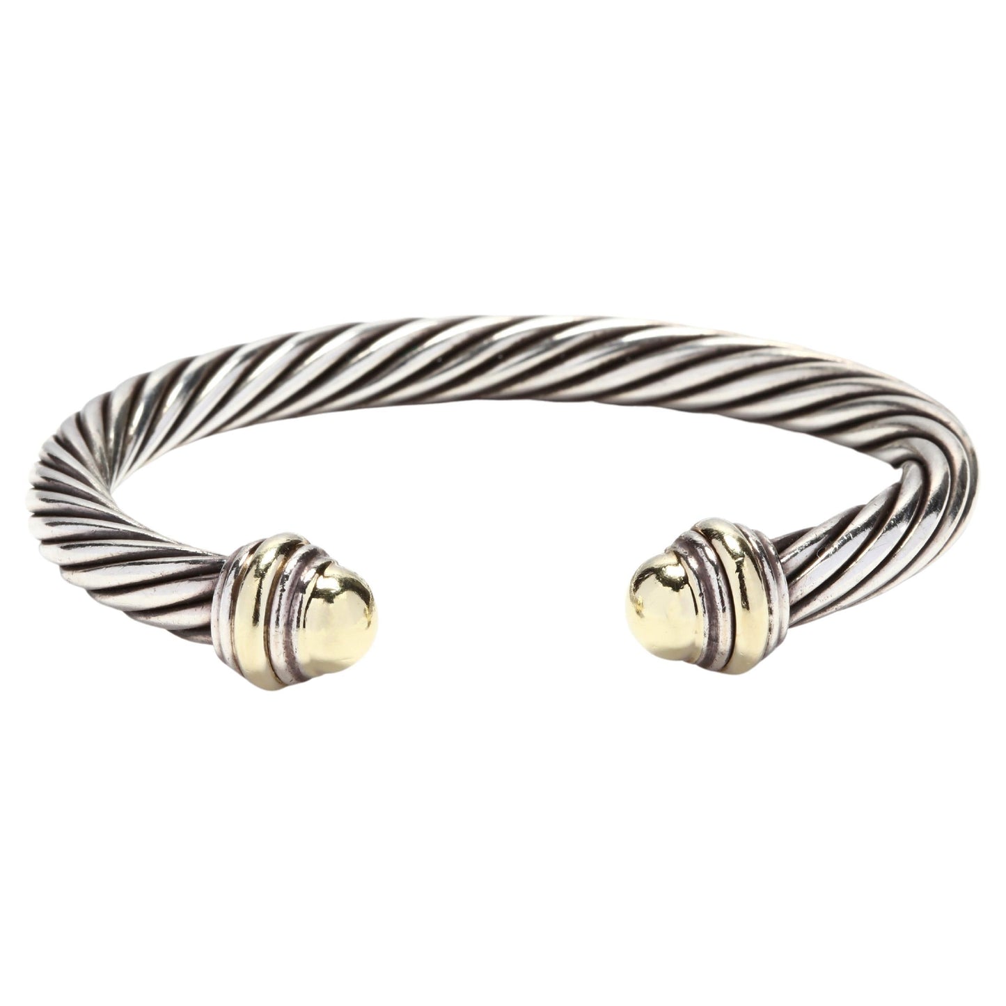 David Yurman Sterling Silver & 14K Gold Cable Cuff Bracelet
