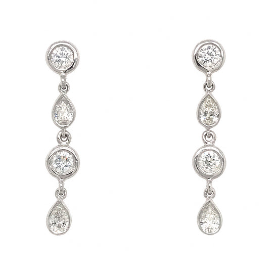 Load image into Gallery viewer, FAB DROPS 14k White Gold Round and Pear Shaped Drop Earrings
