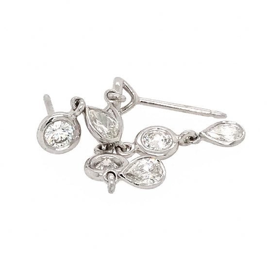 Load image into Gallery viewer, FAB DROPS 14k White Gold Round and Pear Shaped Drop Earrings
