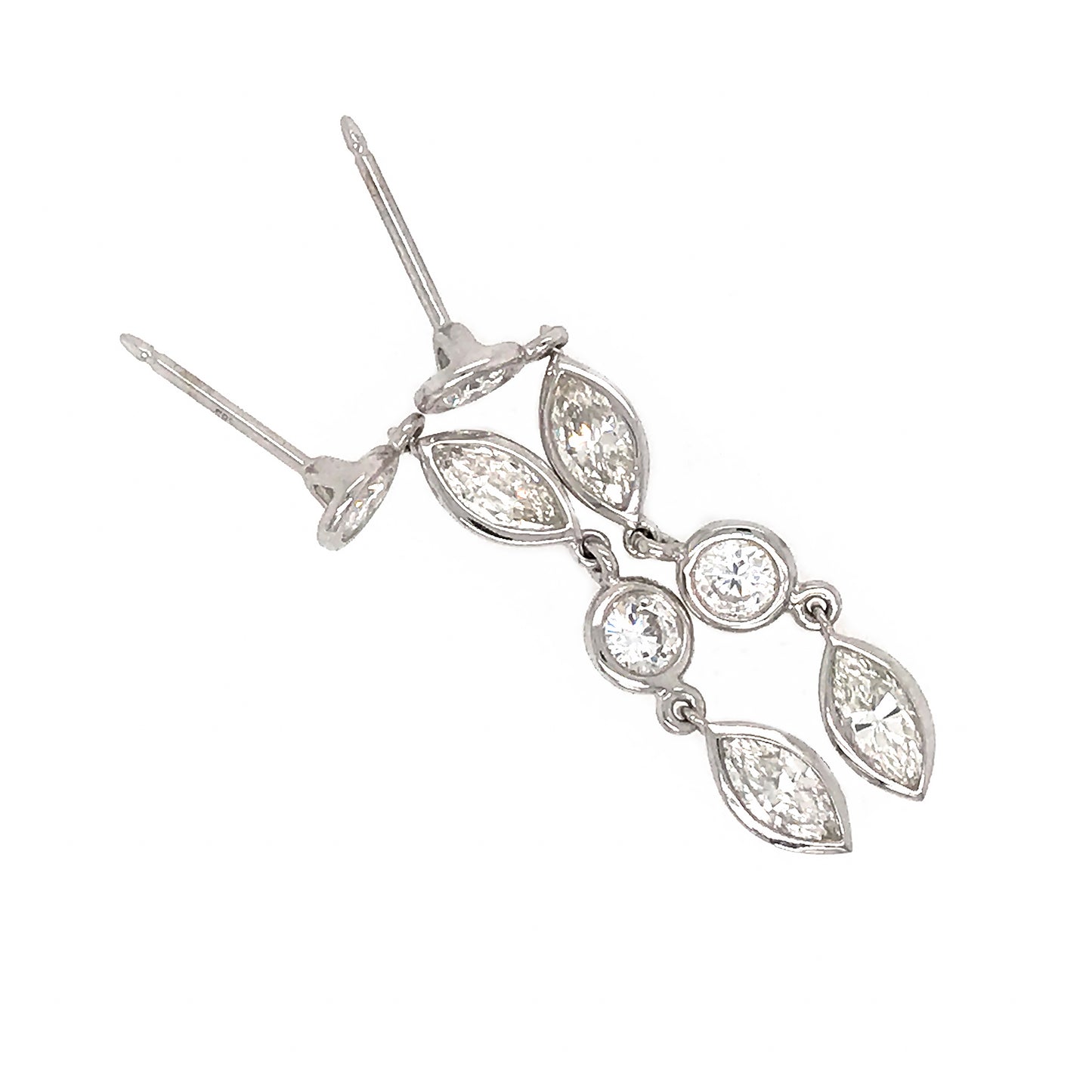 Load image into Gallery viewer, FAB DROPS 14k White Gold Round and Marquise Diamond Drop Earrings
