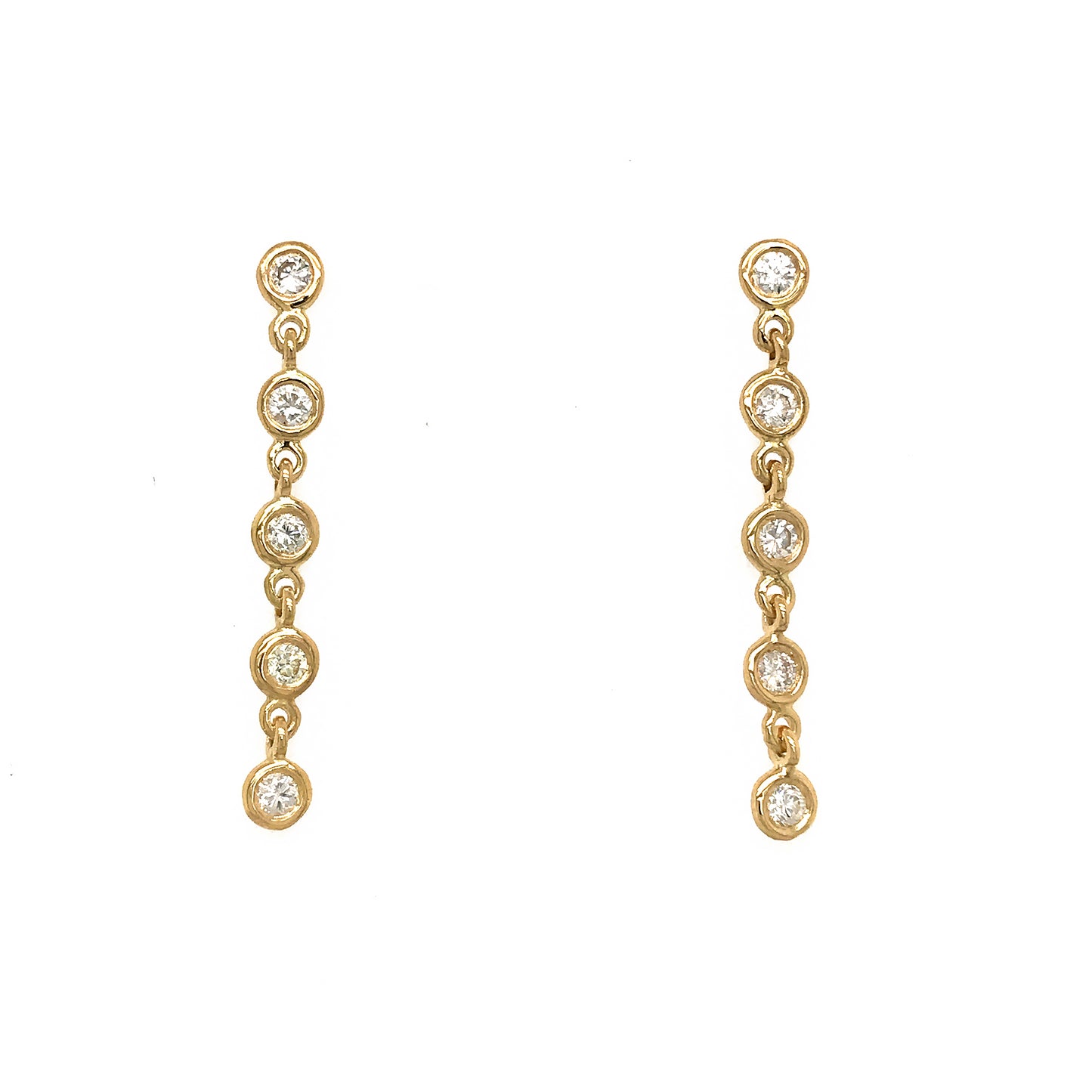 Load image into Gallery viewer, FAB DROPS 18K Yellow Gold Round Diamond Drop Earrings
