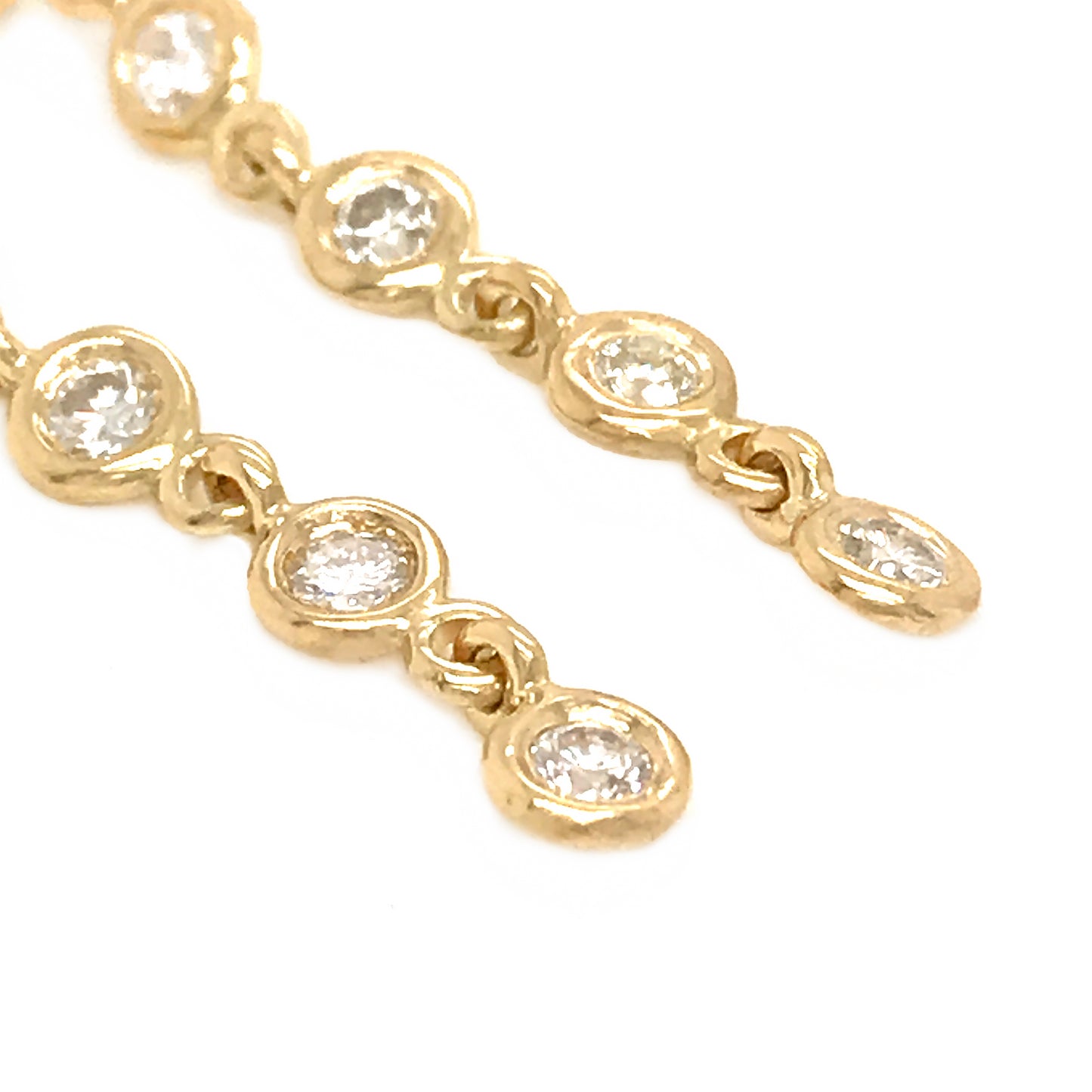 FAB DROPS 18K Yellow Gold Round Diamond Drop Earrings