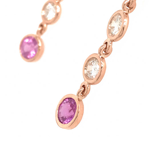 Load image into Gallery viewer, Pink Sapphire &amp;amp; Diamond Earrings in 14k Gold - FABDROPS
