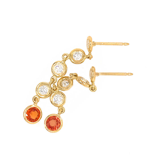 FAB DROPS 18K YELLOW GOLD DIAMOND AND CHAMPAGNE SAPPHIRE DROP EARRINGS