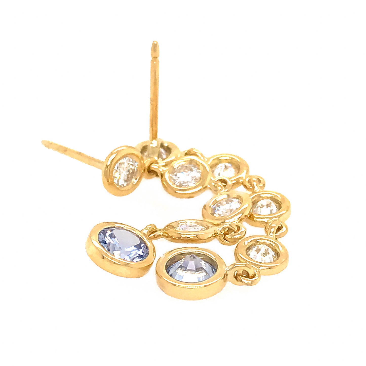 FAB DROPS 18K Yellow Gold Diamond and Light Blue Ceylon Sapphire Drop Earrings