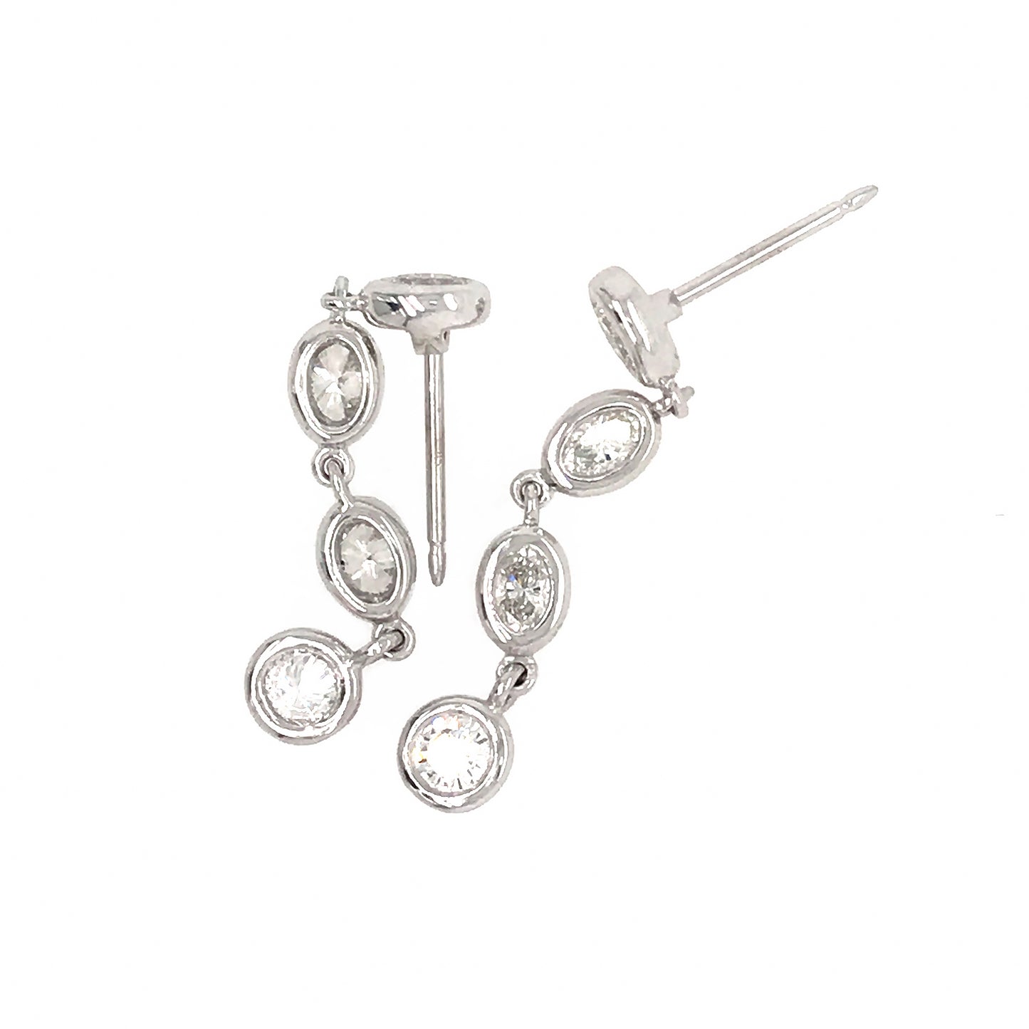 Load image into Gallery viewer, FAB DROPS 14k White Gold Oval and Round Diamond Drop Earrings
