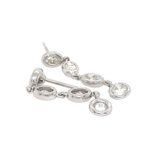 Load image into Gallery viewer, FAB DROPS 14k White Gold Oval and Round Diamond Drop Earrings
