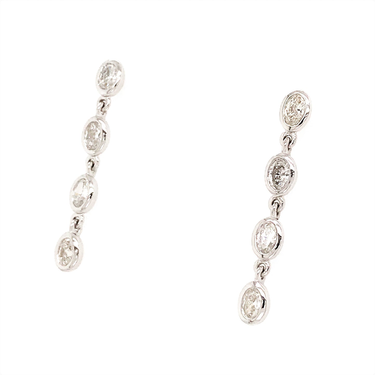 Fab Drops 14k White Gold Oval Diamond Drop Earrings