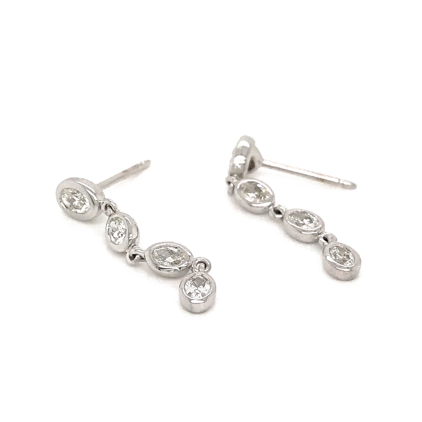 Load image into Gallery viewer, FAB DROPS 14K White Gold Oval Diamond Drop Earrings
