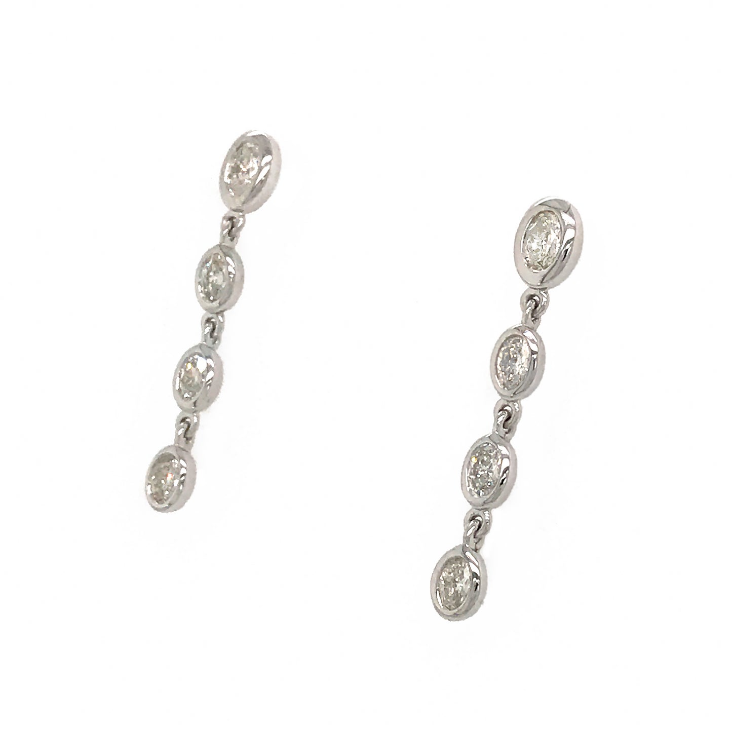 Load image into Gallery viewer, FAB DROPS 14K White Gold Oval Diamond Drop Earrings
