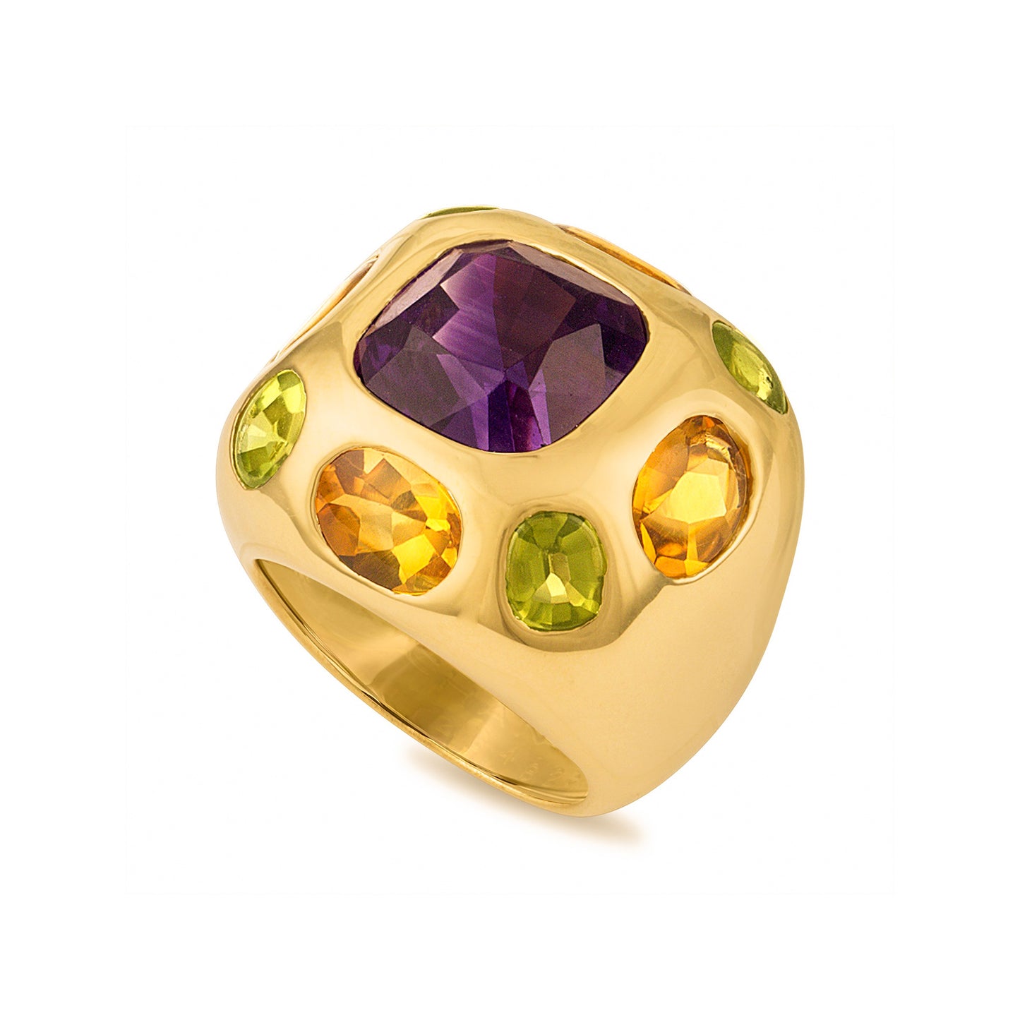 Chanel Coco Baroque Amethyst, Citrine and Peridot Ring Size 4