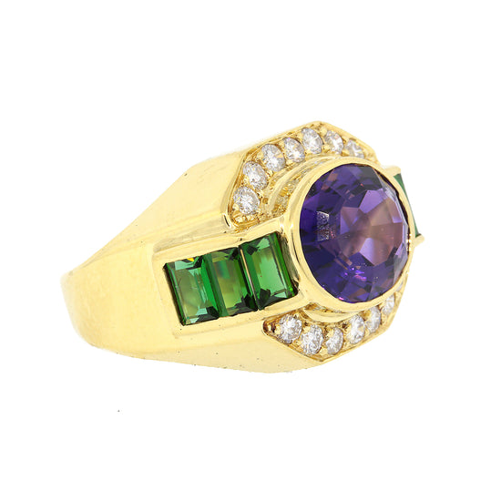 Load image into Gallery viewer, Lagos Amethyst, Tourmaline and Diamond Ring

