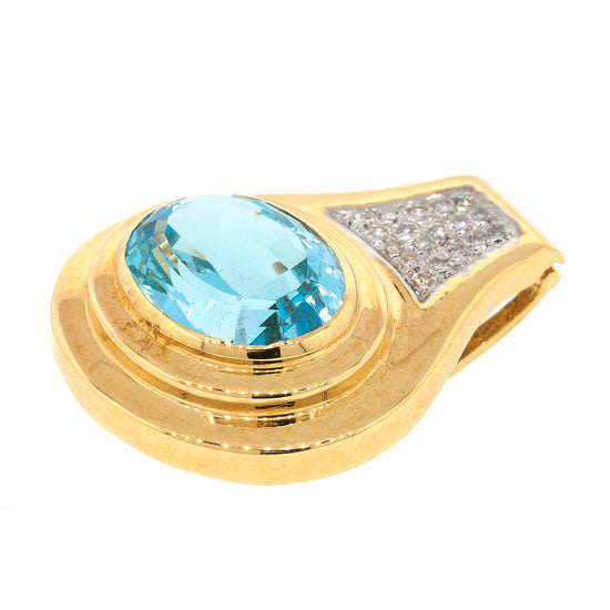 Blue Topaz with Diamond Pendant