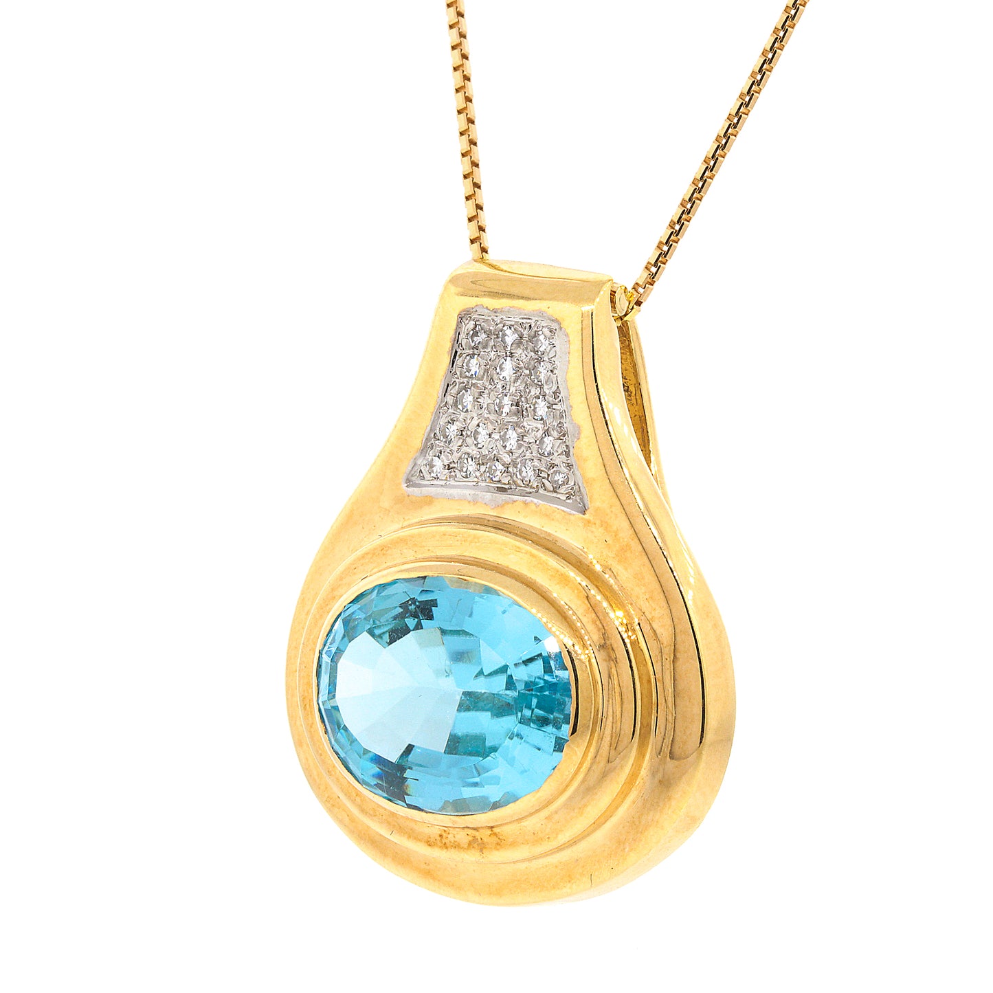 Blue Topaz with Diamond Pendant