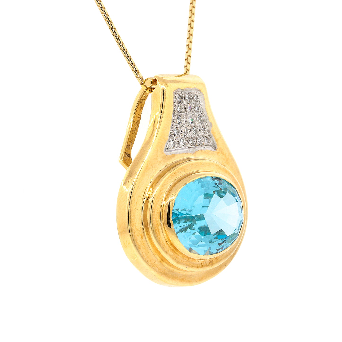Blue Topaz with Diamond Pendant