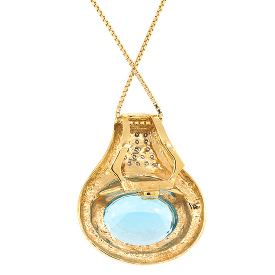 Load image into Gallery viewer, Blue Topaz with Diamond Pendant
