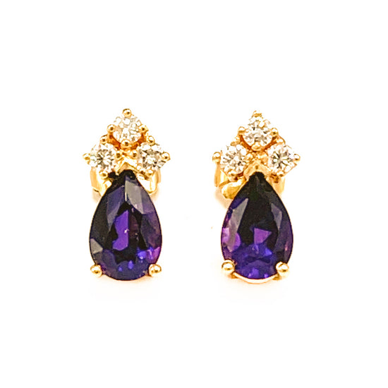 Beautiful Amethyst and Diamond Earrings