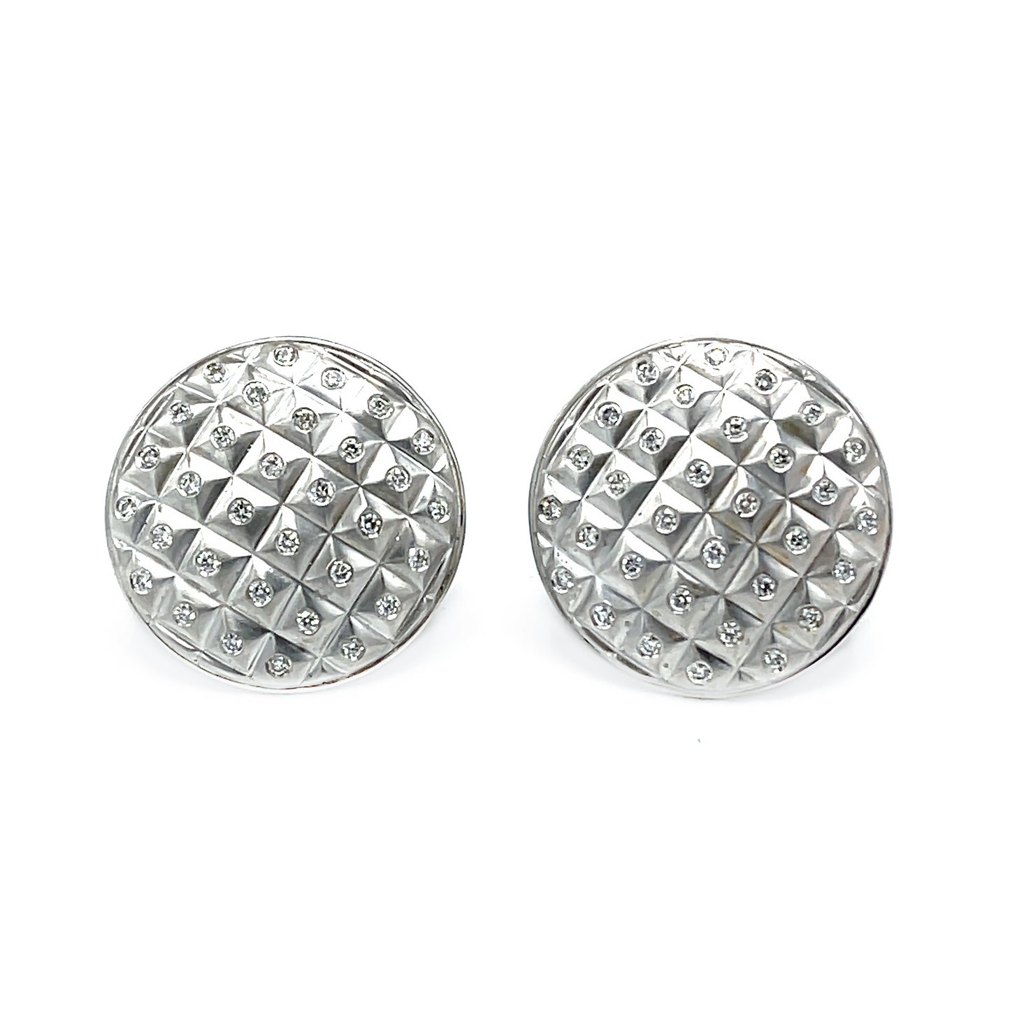 Round Checkerboard Diamond Earrings